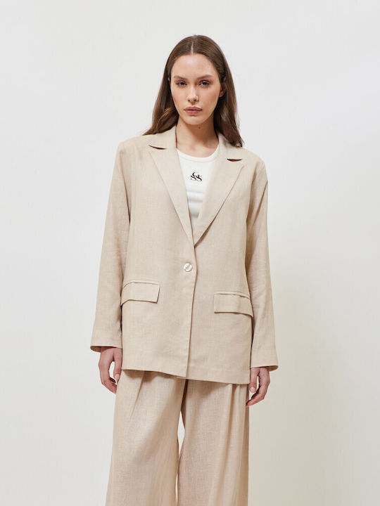 SunsetGo! Damen Blazer Beige