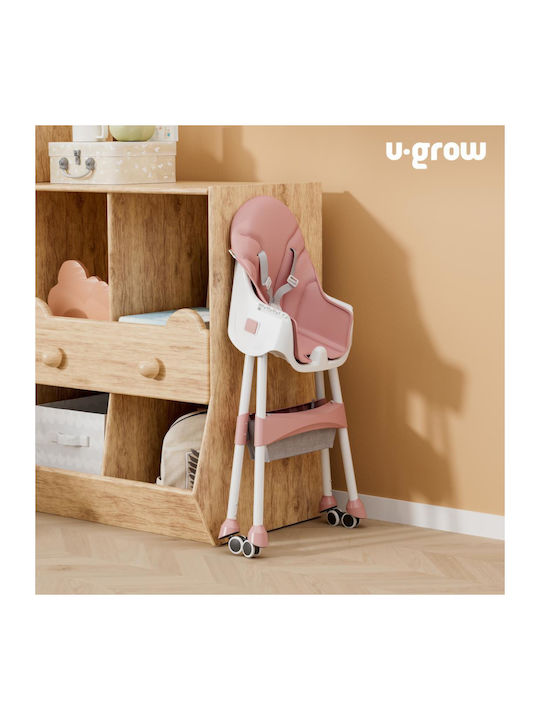 U-Grow Foldable Baby Highchair 2 in 1 Pink