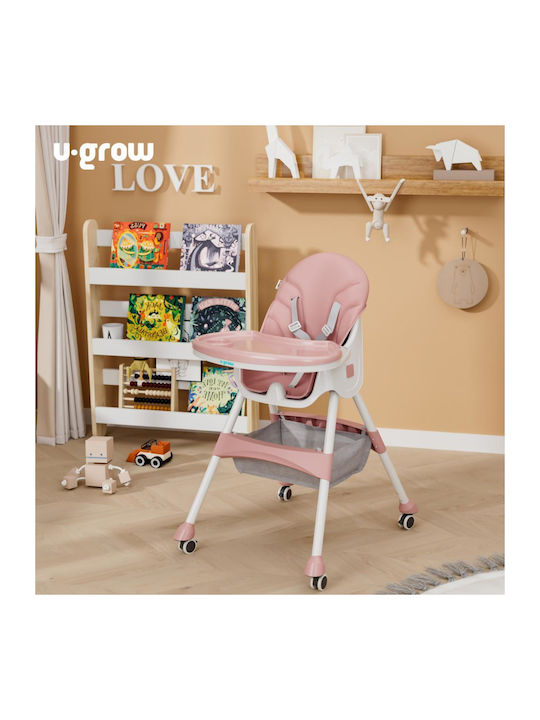 U-Grow Foldable Baby Highchair 2 in 1 Pink