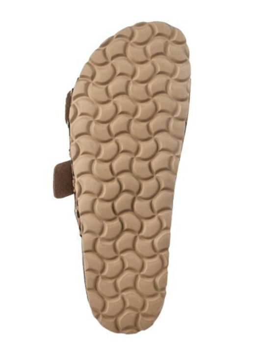 Leather Women's Flat Sandals in Brown Color