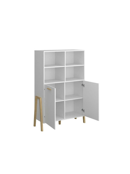 Kids Wooden Bookcase Belle White 102.5x41x152.5cm