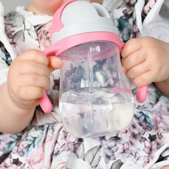 Akuku Παιδικό Ποτηράκι από Σιλικόνη Ροζ 280ml για 9m+