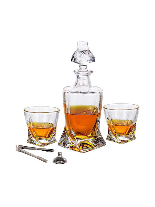 Mikamax Crystal Decanter with Stopper & Glasses 850ml 3pcs