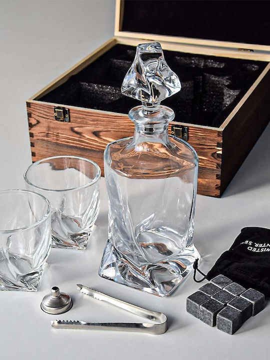 Mikamax Crystal Decanter with Stopper & Glasses 850ml 3pcs