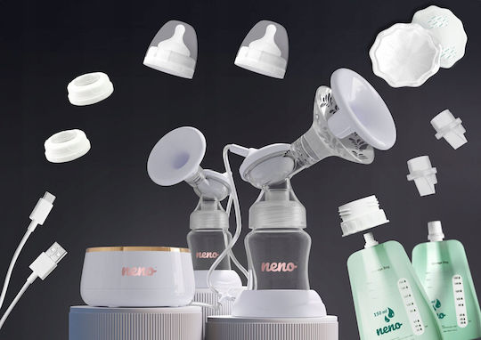 Neno Pompa de sân dublă electrică Funcționează cu baterie Auriu 150ml