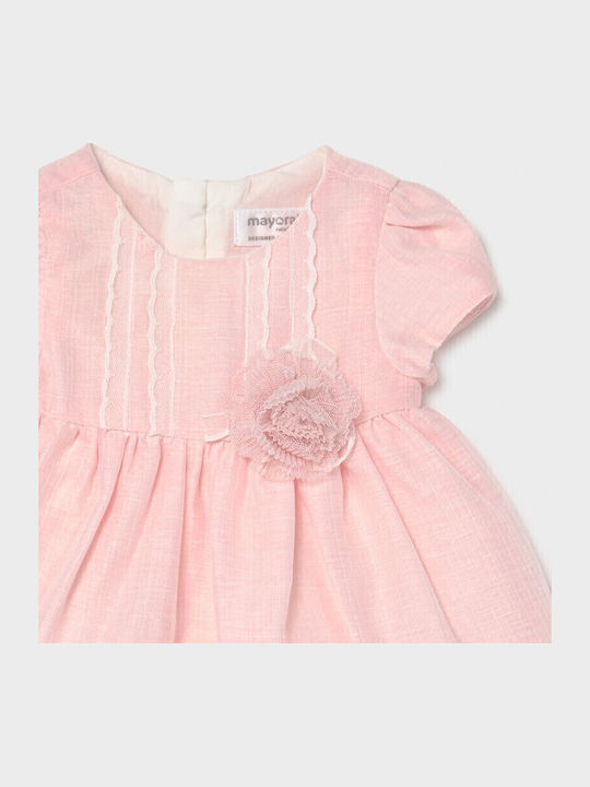Mädchenkleid Kurzärmelig Kinderbekleidungssets Mit Slip Rosa