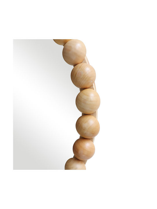 Pakketo Specio Wandspiegel mit Beige Hölzernes Rahmen Durchmesser 60cm 1Stück