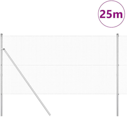 vidaXL Wire Fencing Galvanized Set Silver 1x25m (per meter)