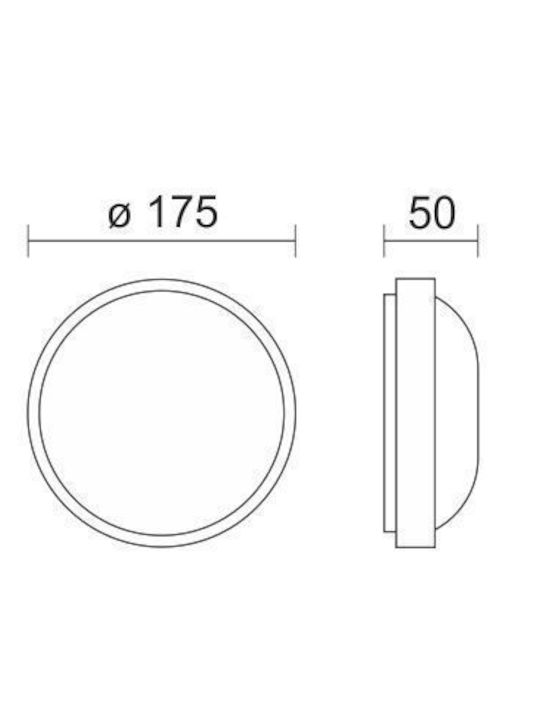 Spot Light Επιτοίχια Εξωτερική Πλαφονιέρα LED 12W με Ρυθμιζόμενο Λευκό Φως