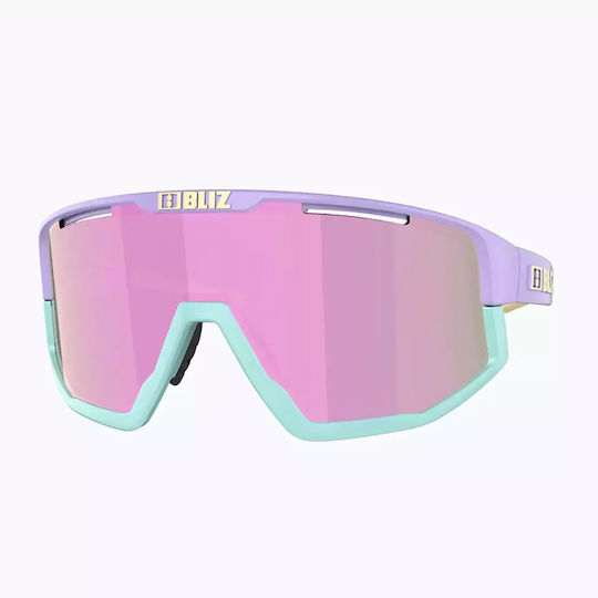 Bliz Cycling Glasses Fusion Brown-Pink Multi with Pink Frame & Mirror Lenses