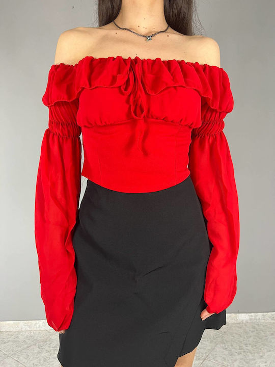 Γυναικείο Καλοκαιρινό Crop Top Κοκκινο