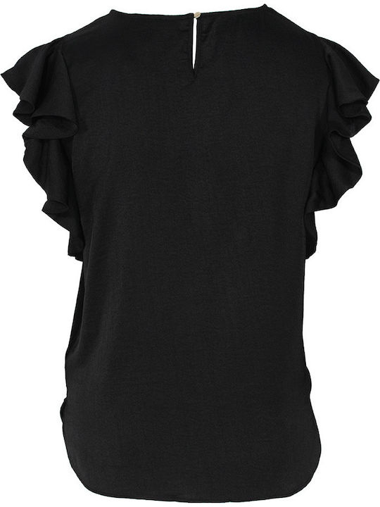 Women's Blouse Short Sleeve Black