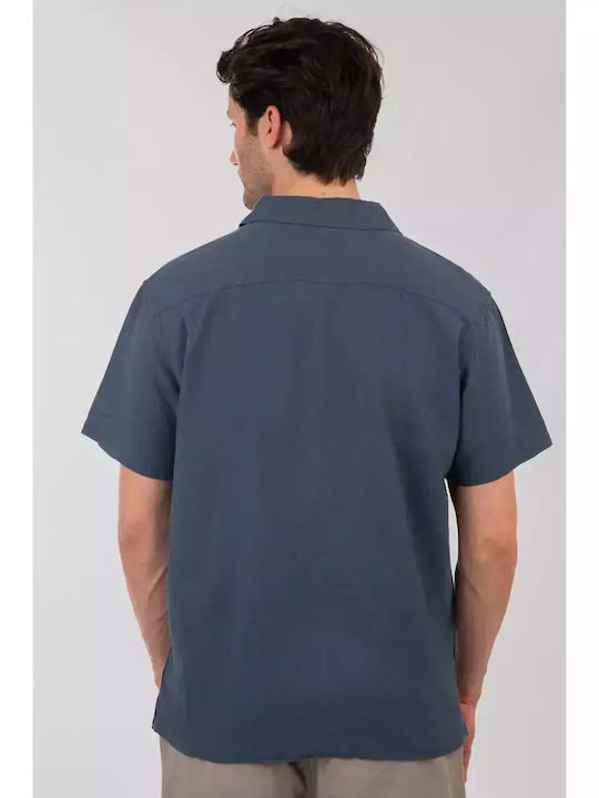 Short-sleeved Linen Shirt Colonial Blue