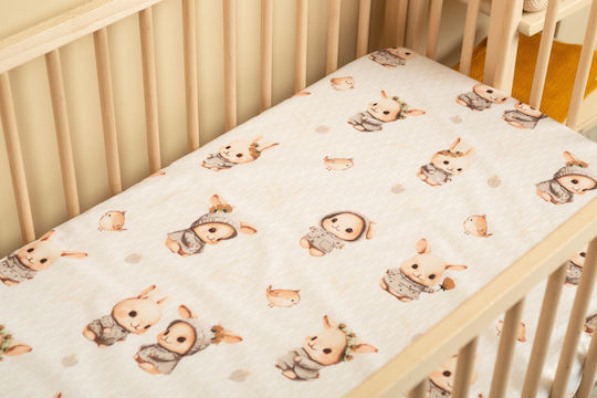 Sensillo Baby Sheet Crib Cotton Fitted Beige 60x120cm