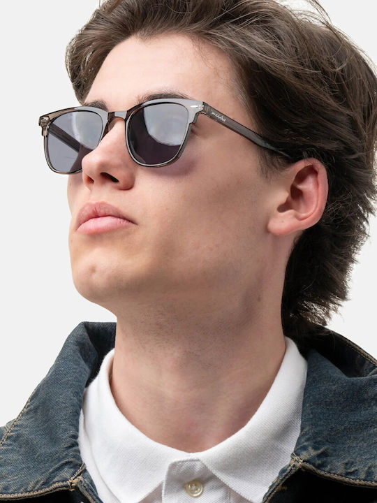Smooder Unisex Sonnenbrille mit Gray Holz Gestell und Gray Linse X020