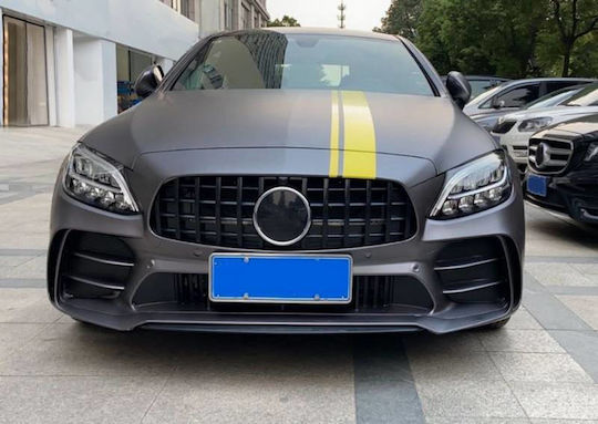 Front Bumper Mercedes-Benz C-Class C205/W205 14-21 GTR Look Black Mamba Black Chrome Grille