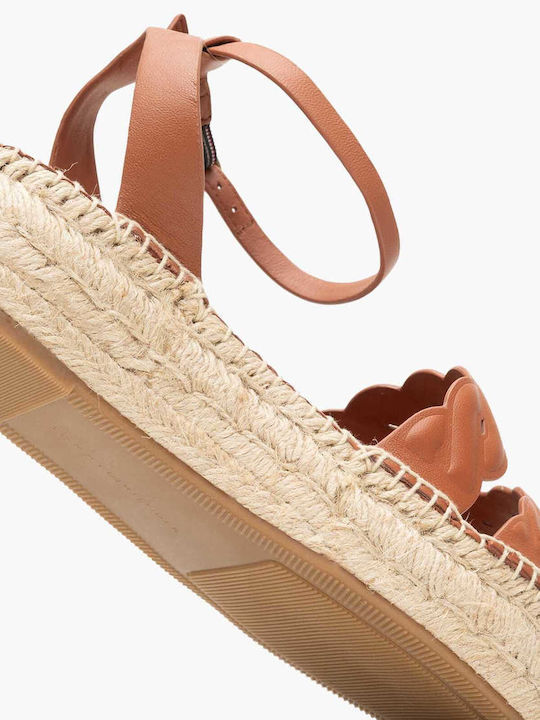 Women's Leather Ankle Strap Platforms Tabac Brown