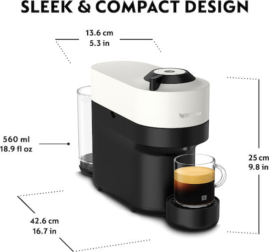 Krups Vertuo Pop Pod Coffee Machine Vertuo Pressure 15bar White