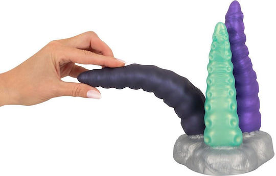 Beasty Cocks Triple Tentacle Dildo Стъклено дилдо Със смукателна чашка Сребрист 22см