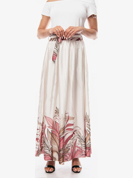 Hoch tailliert Maxi Rock Pink