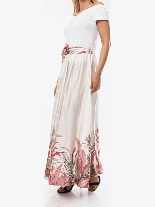 Hoch tailliert Maxi Rock Pink