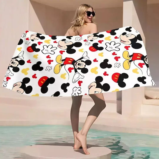 Prosop de plajă alb cu Mickey