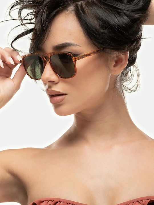 Smooder Unisex Sonnenbrille mit Beige Kunststoff Gestell und Gold Linse KAS03
