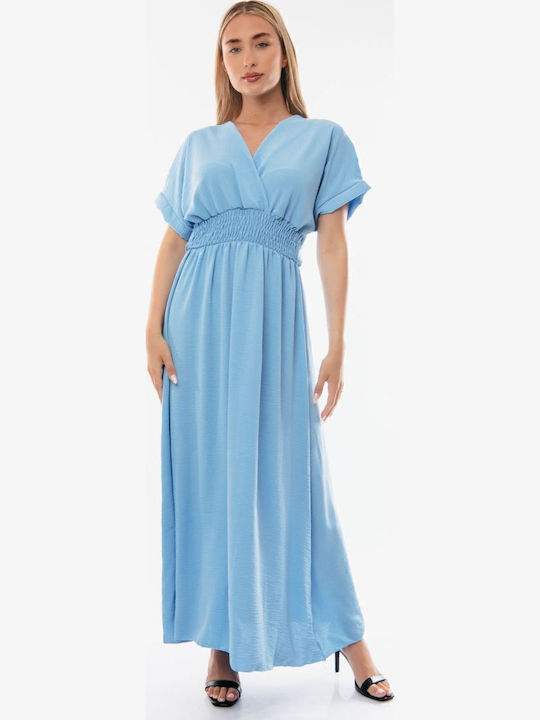 Summer Maxi Wrap Dress Light Blue