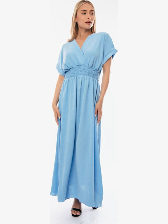 Summer Maxi Wrap Dress Light Blue