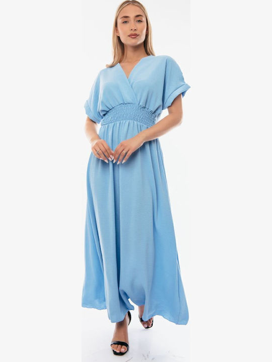Summer Maxi Wrap Dress Light Blue