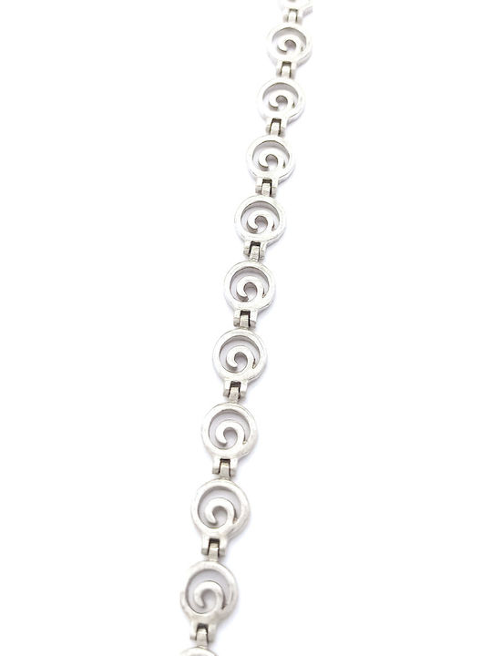 PS Silver Women's Chain Bracelet with Meander Design in Silver 19cm