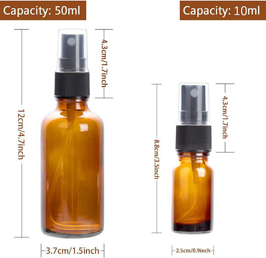 Glass Spray Bottles 4x50 Ml 4x10 Ml Funnels Labels