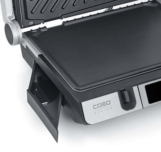 Caso SteakMaster Pro Настолна Електрическа Скара с Гладка и Релефна Плоча 2000W Неръждаема с Капак и Регулируем Термостат 42.5x35см