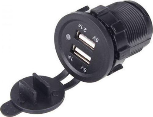 Car Charger 2.1A with Ports: 2xUSB Black Color