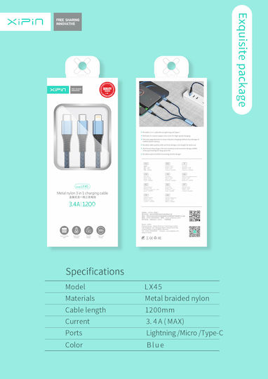 KLGO Car Charger 3.4A Fast Charging with one Port: 1xType-C with Cable Lightning / Type-C