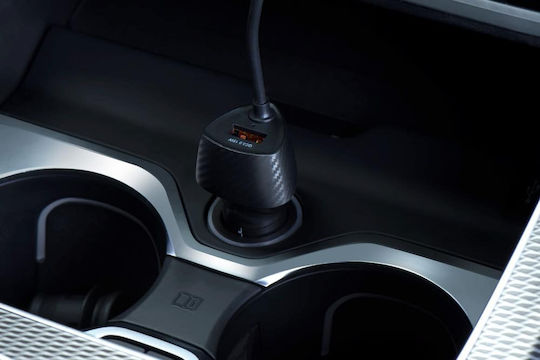 Forcell Autoladegerät 38W Schnellladen mit Einer Buchse 1xUSB zusammen mit Kabel Typ-C Schwarz Farbe