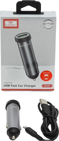 Auto Gs Φορτιστής Αυτοκινήτου 2.4A με μία Θύρα: 1xUSB Γκρι