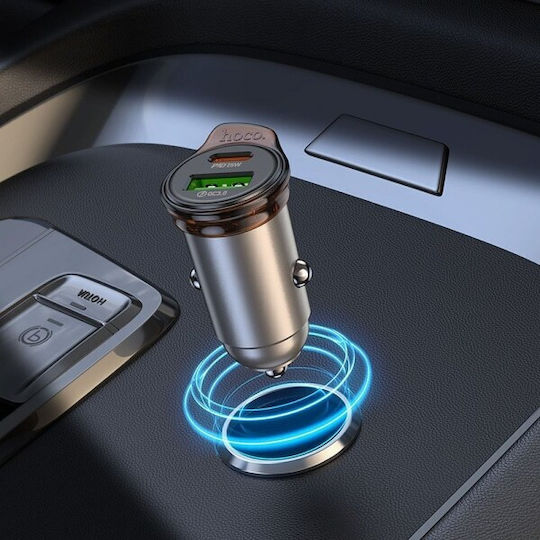 Hoco Auto-Ladegerät 43W 3A Schnellladung mit einem Anschluss: 1xUSB mit Kabel Blitzschlag Gray Farbe