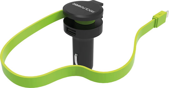 RealPower Зарядно за кола с един Порт: 1xUSB заедно с Кабел Lightning Черен Цвят