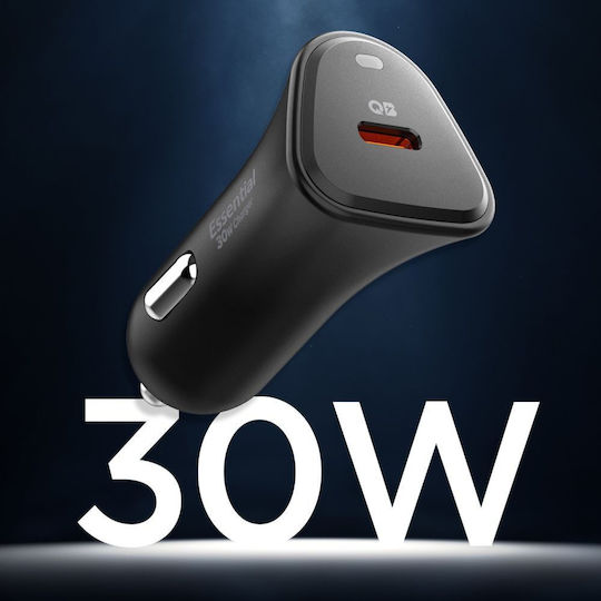 Spigen Essential 30w Car Charger Car Charger 30W with one Port: 1xType-C Black Color