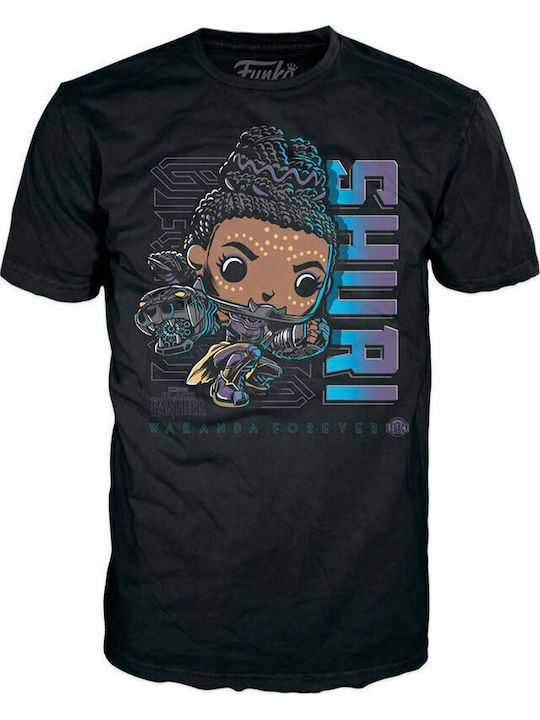 Funko Поп! Tees Marvel: Черната пантера - Shuri (S) - Фигурка Фънко (С) Люлееща се глава & Свети в тъмното Специално издание