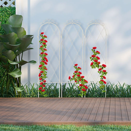 Arc metalic pentru flori cățărătoare 3 bucăți alb 92 x 27,5 x 1 cm