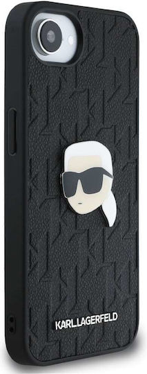 Karl Lagerfeld Monogram Rückseite Leder Kunststoff Silikon Schwarz für iPhone 17e / 16e