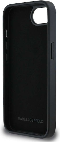 Karl Lagerfeld Monogram Rückseite Leder Kunststoff Silikon Schwarz für iPhone 17e / 16e