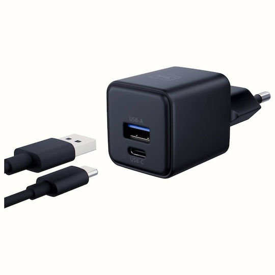 3MK Φορτιστής Χωρίς Καλώδιο GaN με Θύρα USB-A και Θύρα USB-C 20W Power Delivery / Quick Charge 4+ Μαύρος (Hyper)