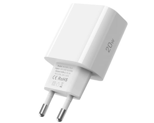 Tech-Protect Φορτιστής με Θύρα USB-C και Καλώδιο USB-C - USB-C 20W Power Delivery Λευκός (NC20W)