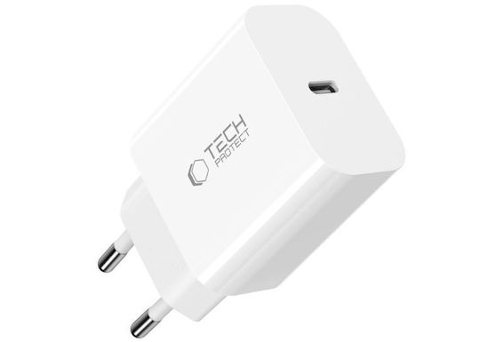 Tech-Protect Charger with USB-C Port and Cable USB-C - Lightning 20W Whites (NC20W)