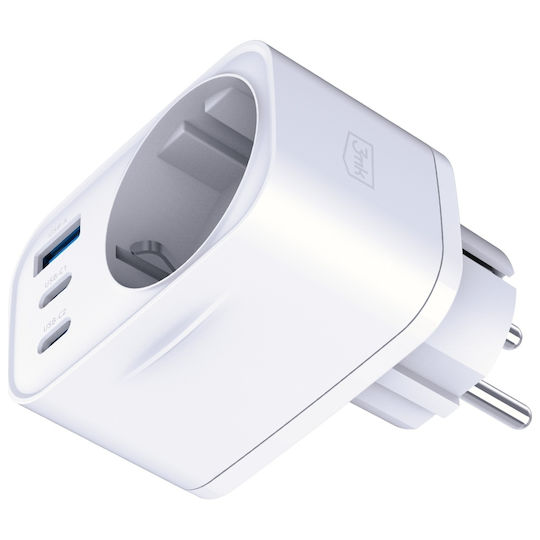 3MK Φορτιστής Χωρίς Καλώδιο GaN με Θύρα USB-A και 2 Θύρες USB-C 30W Power Delivery Λευκός (Hyper Comfort Charger)