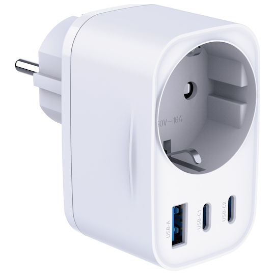 3MK Φορτιστής Χωρίς Καλώδιο GaN με Θύρα USB-A και 2 Θύρες USB-C 30W Power Delivery Λευκός (Hyper Comfort Charger)