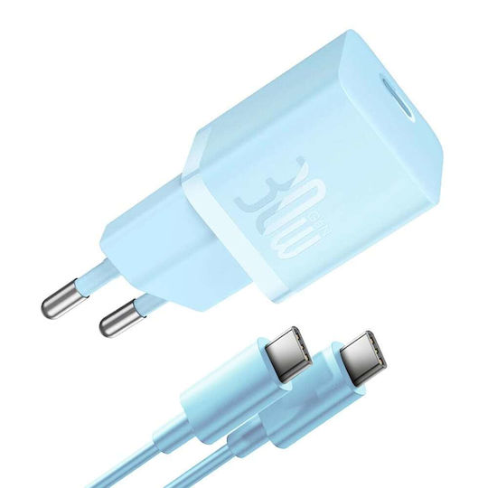 Baseus Încărcător GaN cu Port USB-C și Cablu USB-C 30W Galaxy Blue (P10110902313-00)